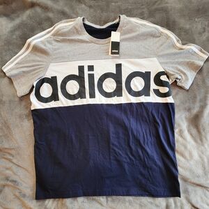 NWT Adidas 3XLT Tee Blue, Gray Casual , Baggy T-Shirt, big & tall
